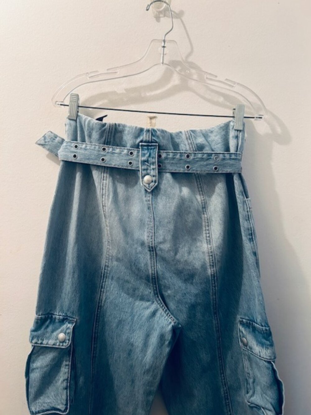 Blank NYC Women's Steal the Show Pant Denim Cargo Straight Leg Belt Jeans NEW - Picture 12 of 16